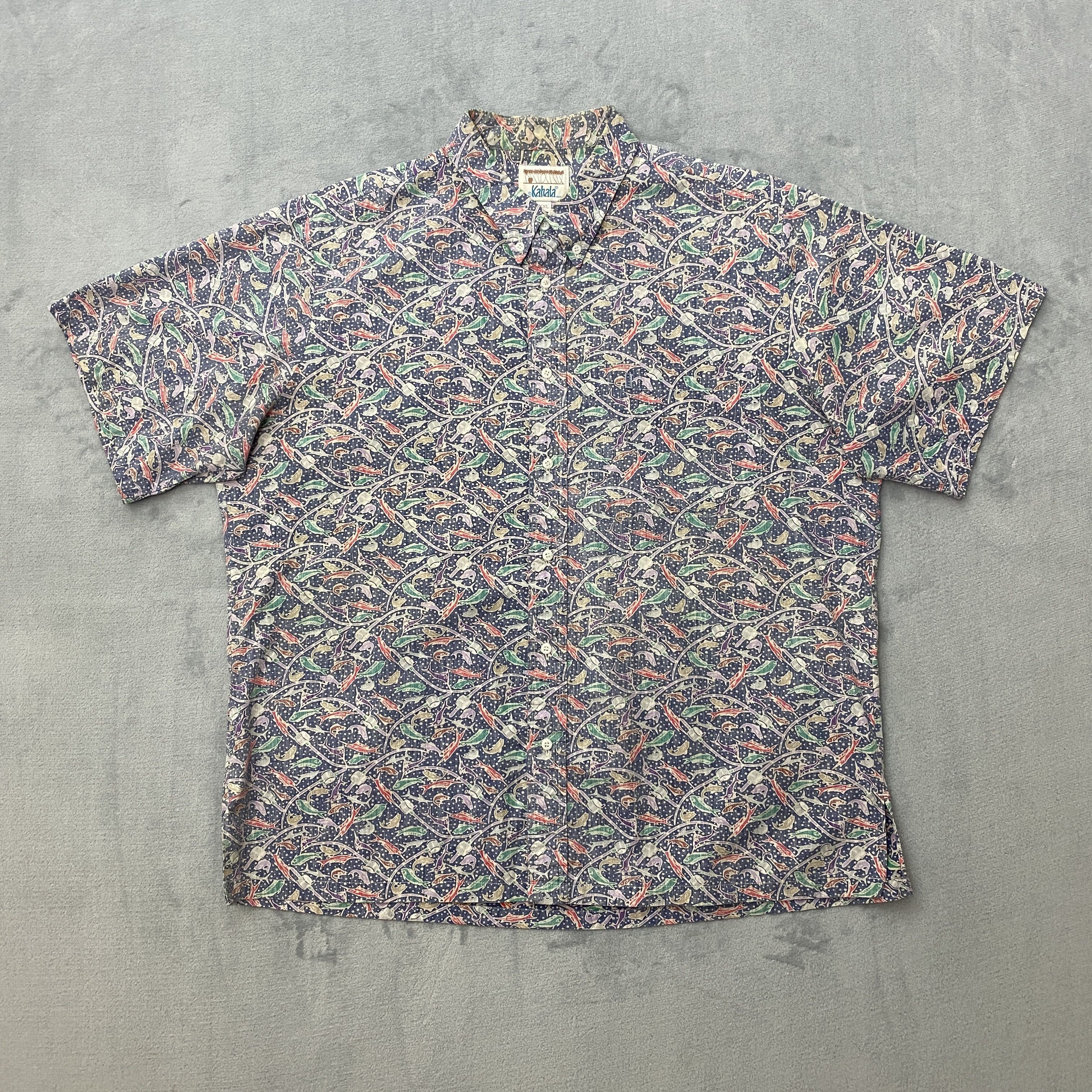 Vintage KAHALA Men 2XL SALTWATER FISH SCHOOL Short Sleeve Camp Size US XXL / EU 58 / 5 - 1 Thumbnail