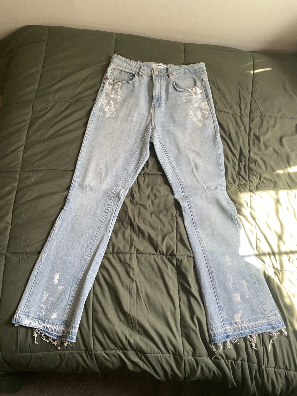 Reputation Studios Paint splatter flare jeans light denim Size US 34 / EU 50 - 1 Thumbnail