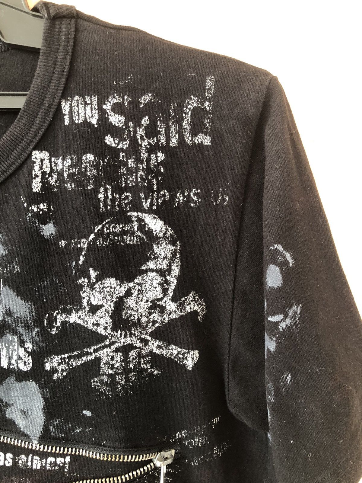 If Six Was Nine × Japanese Brand × Vintage Vintage Zipper PUNK GOTHIC Skull Design Tee Size US M / EU 48-50 / 2 - 6 Thumbnail