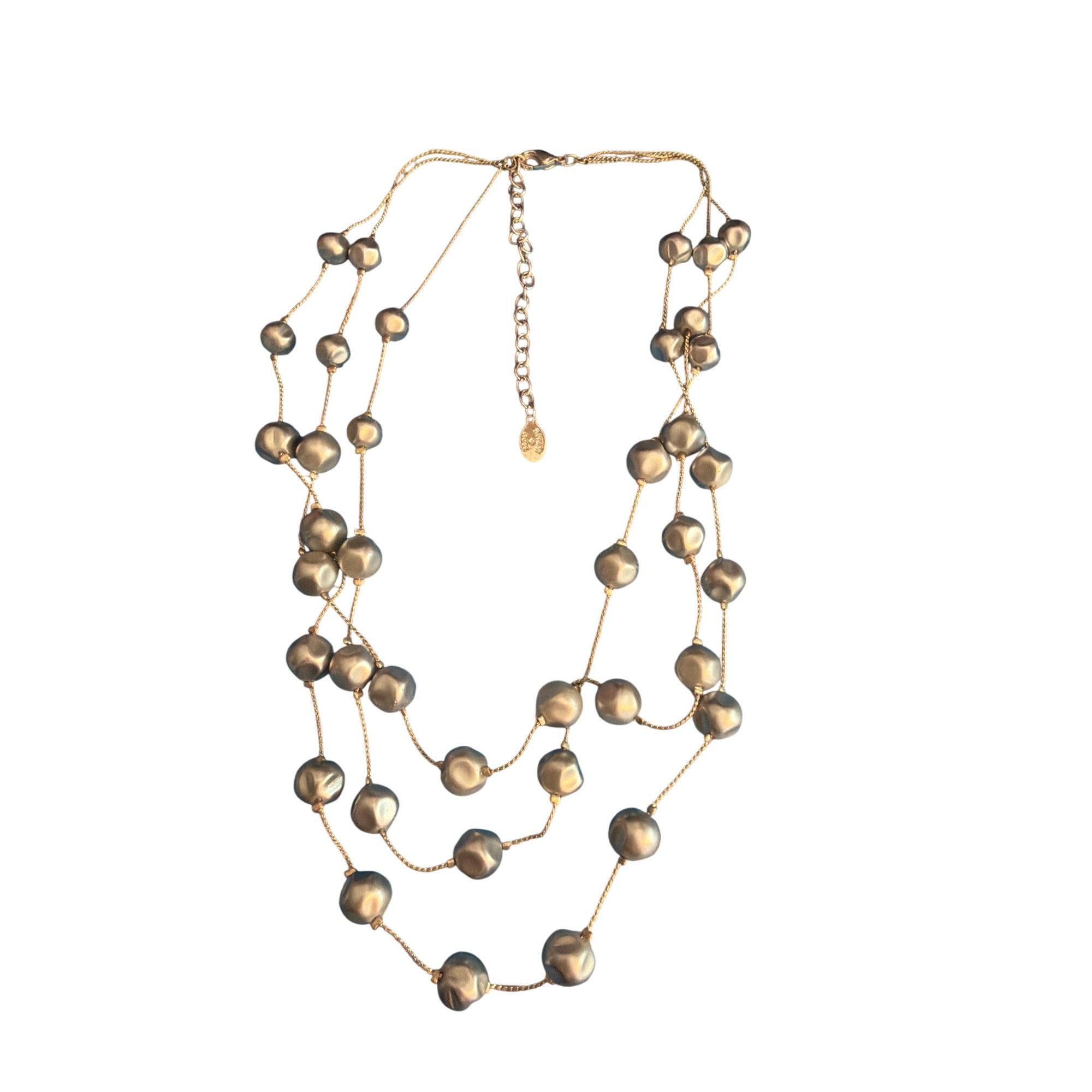 Other Vintage Silver Tone Multi Strand Necklace Gray Faux Pearl St Size ONE SIZE - 3 Thumbnail