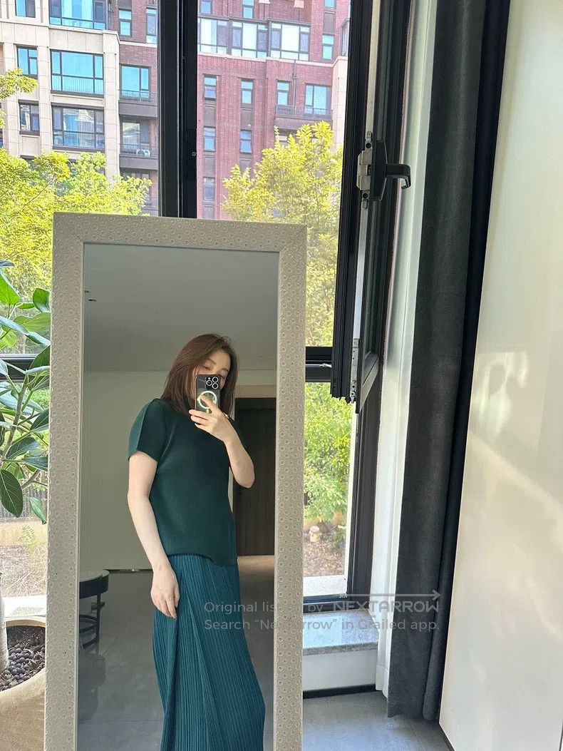 Issey Miyake Issey Miyake Ruffle Skirt Peacock Blue Green Size 31" - 9 Thumbnail