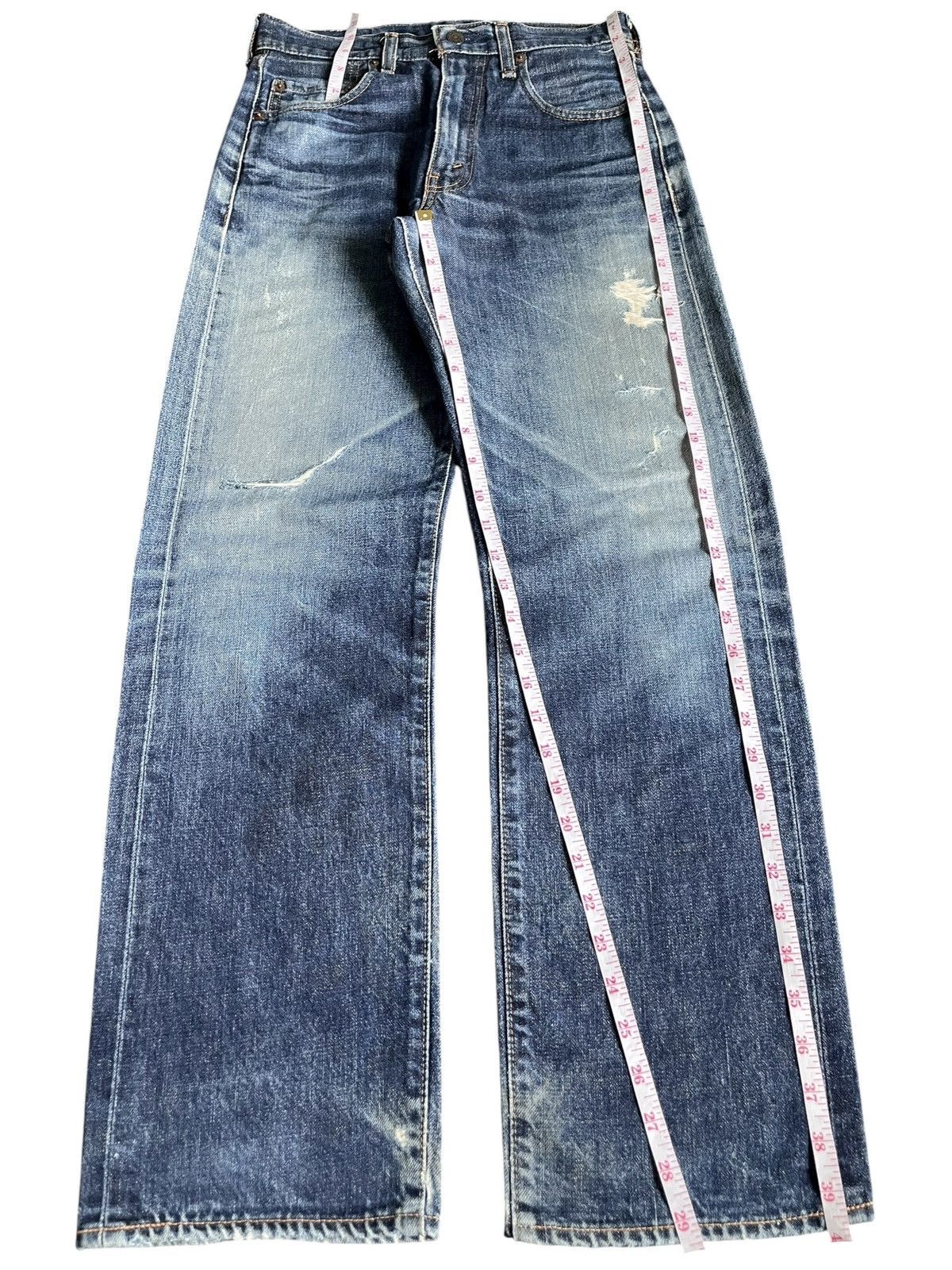 Levi's Vintage 80s Levis 551Z Big E Selvedge Talon Baggy Jeans Size US 28 / EU 44 - 7 Thumbnail