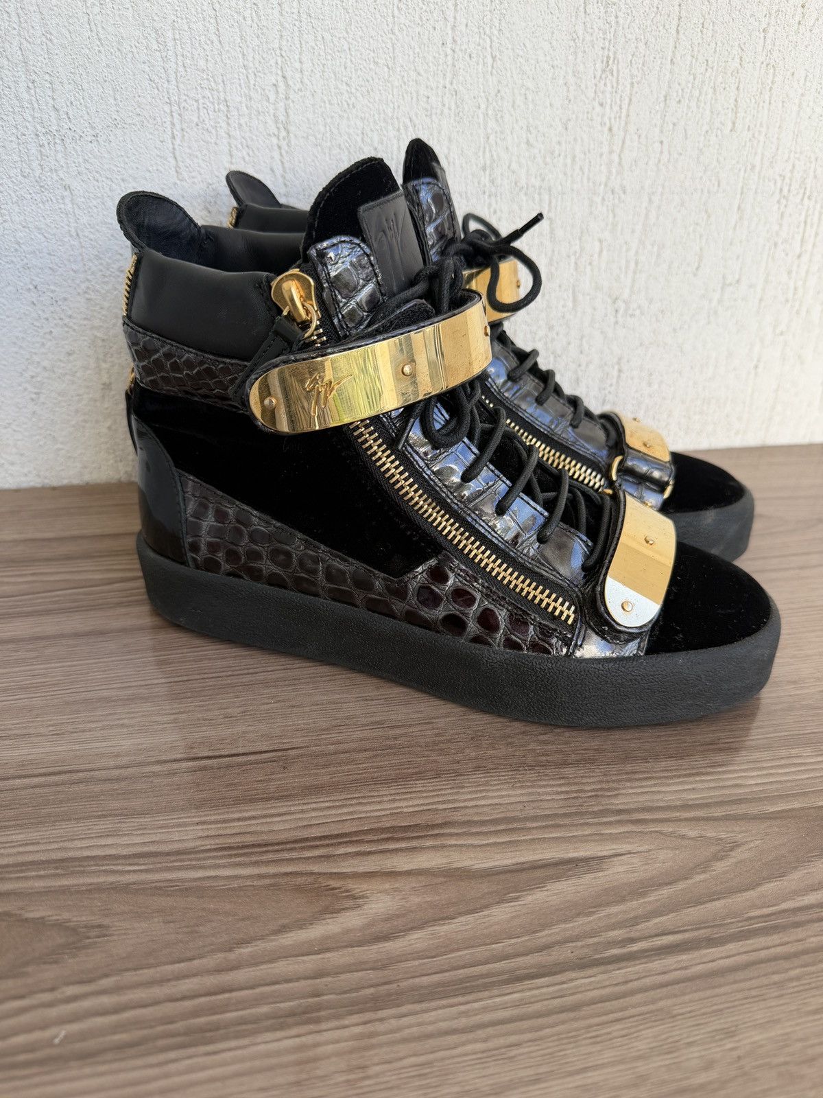 Giuseppe Zanotti croc embossed coby sneaker Size US 8 / EU 41 - 1 Thumbnail
