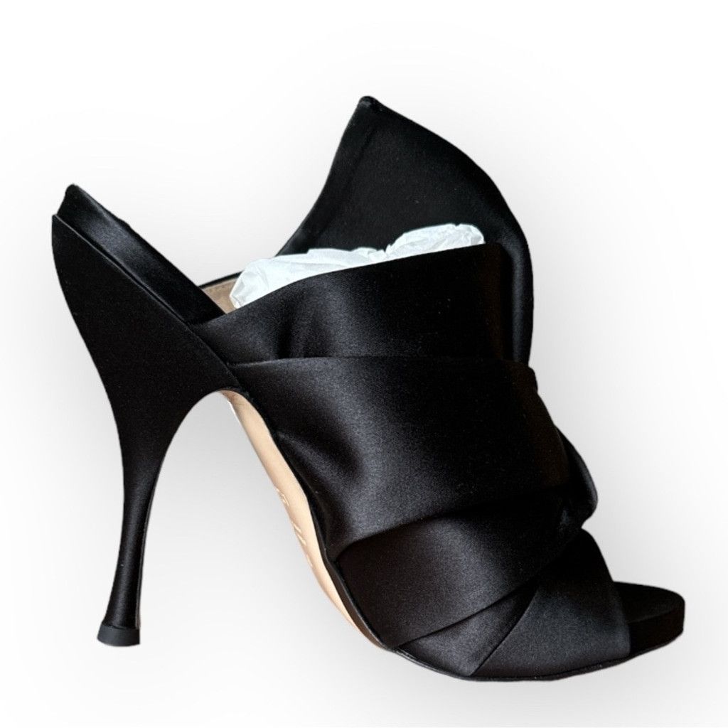 No. 21 Nº21 Numero Ventuno Satin Ronny Raso Knot Peep Toe Mules Size US 10 / IT 40 - 10 Thumbnail