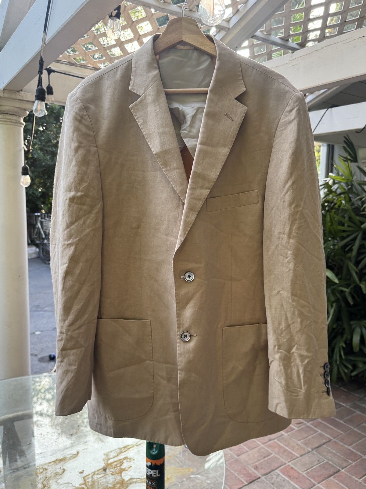 Bullock & Jones Bullock & Jones Silk–Linen Sport Coat / Blazer – Tan – 42R Size 42R - 1 Thumbnail