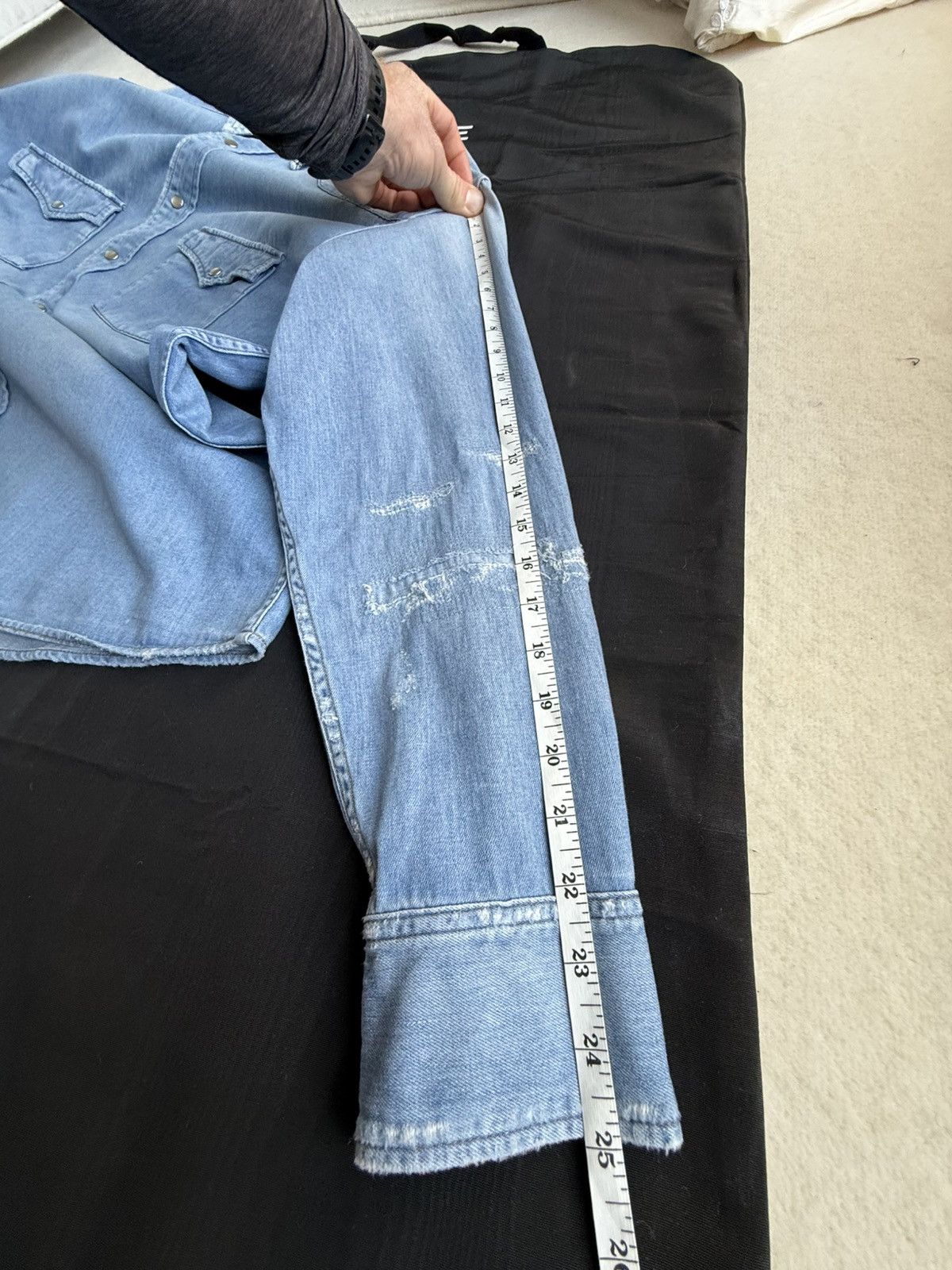 FW16 Saint Laurent distressed crash denim shirt Hedi Slimane