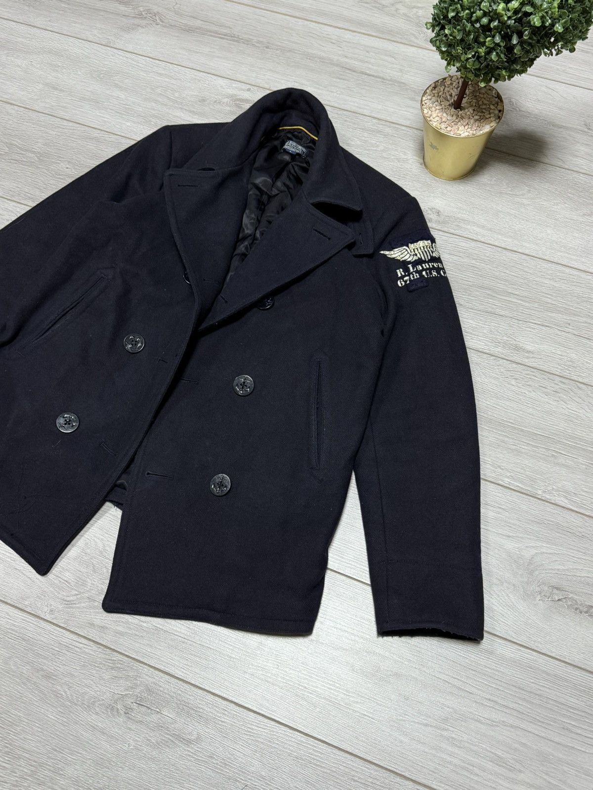 Polo Ralph Lauren POLO wool double breasted pea coat buttons jacket anchor Size US L / EU 52-54 / 3 - 1 Thumbnail