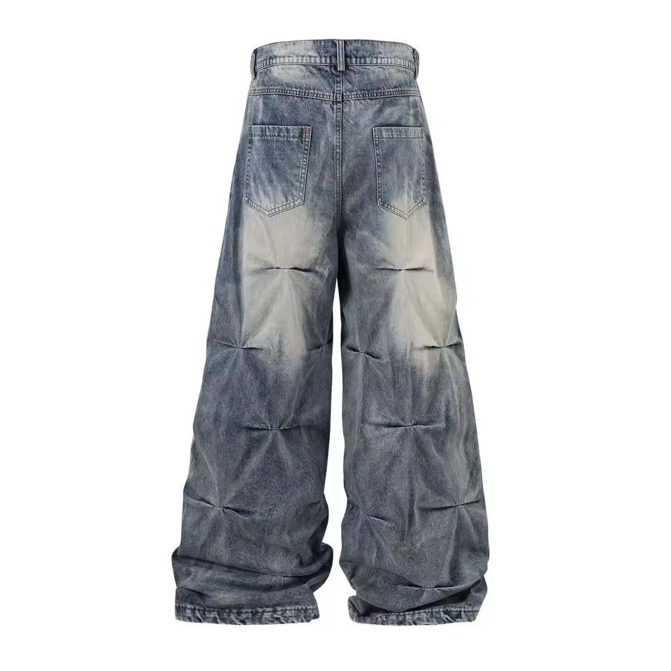 Jean Streetwear Designer Washed Wide Leg Retro Outdoor Jeans Size US 35 - 2 Thumbnail