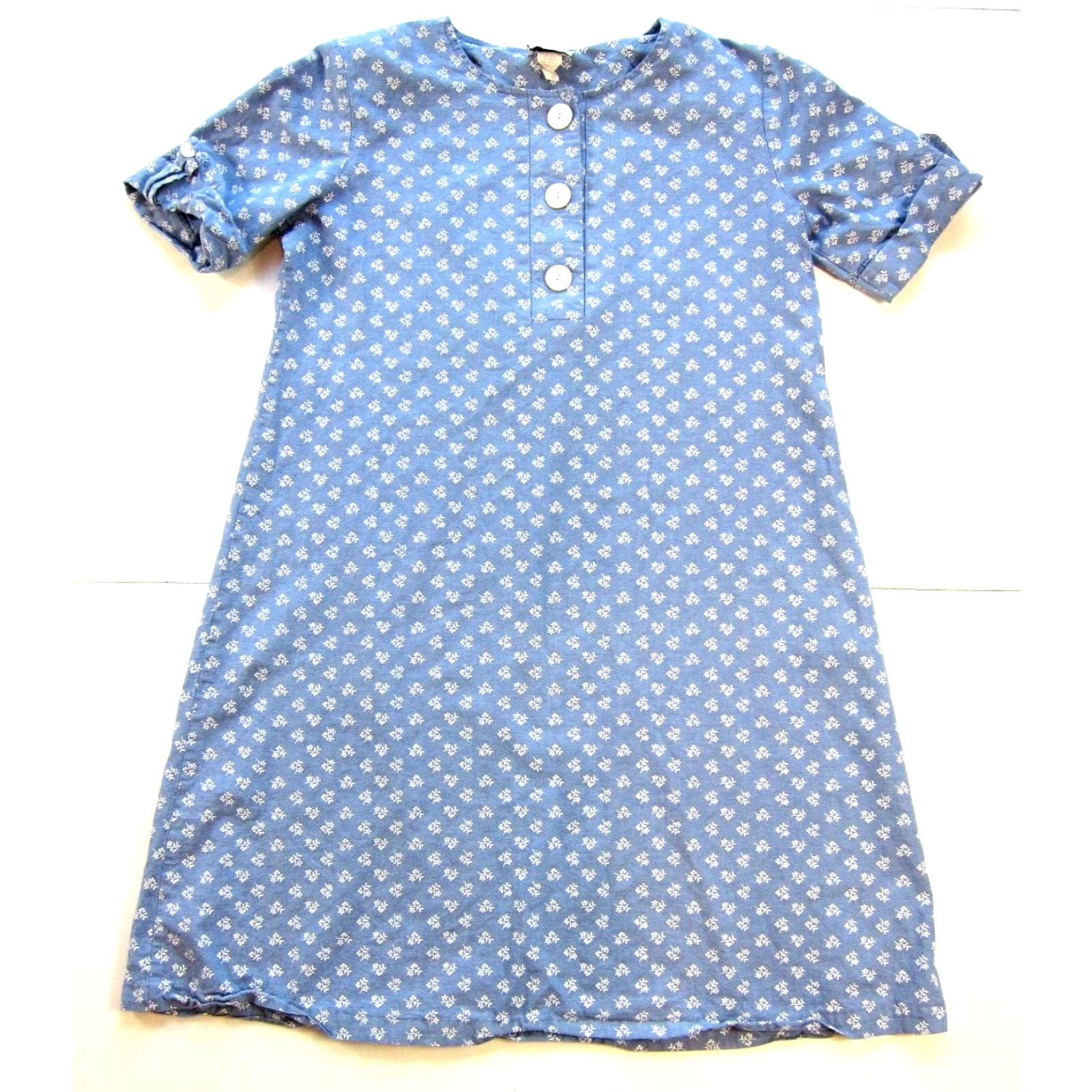 Vintage VINTAGE Vicki Wayne's 100% Cotton Floral Blue White Short Sleeve Midi Dress 12/Large Size 34" / US 12 / IT 48 - 2 Thumbnail