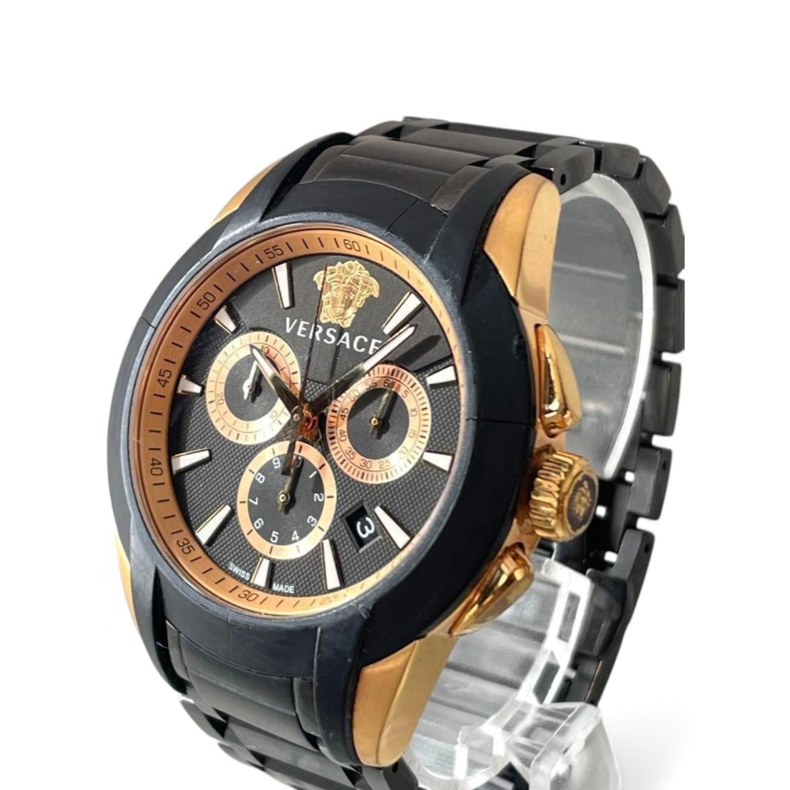 Versace Versace - Men's Black and Gold Chronograph Watch Size ONE SIZE - 1 Thumbnail