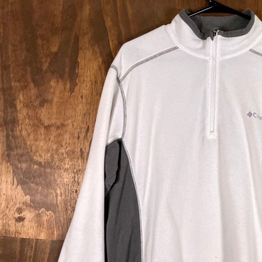 Vintage Columbia Sweater White Gray 1/4 Zip Long Sleeve Fleece Pullover M Medium Men’s Casual Outdoor Winter Fall Size US M / EU 48-50 / 2 - 4 Thumbnail