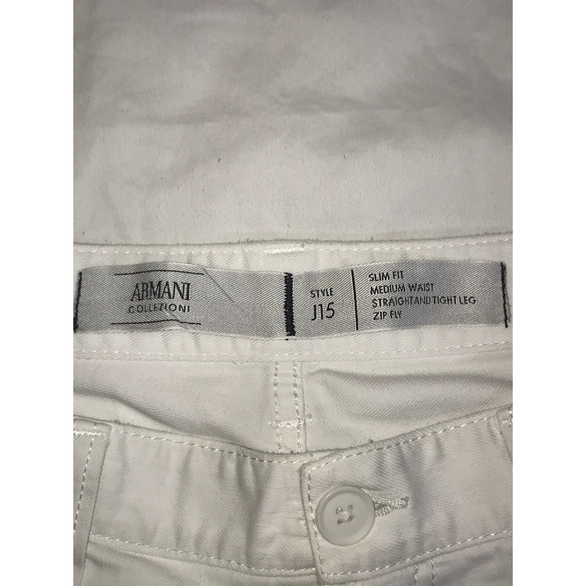 Armani Collezioni Armani Collezioni Mens White Stretch Slim Fit Jeans J15 Size US 38 / EU 54 - 3 Thumbnail