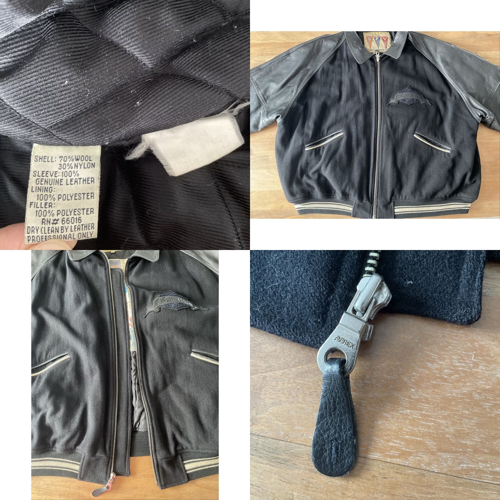 Avirex VINTAGE Avirex Jacket Varsity Black Tweed Wool Leather USA College Size 6XL Mens Size US XXL / EU 58 / 5 - 8 Thumbnail