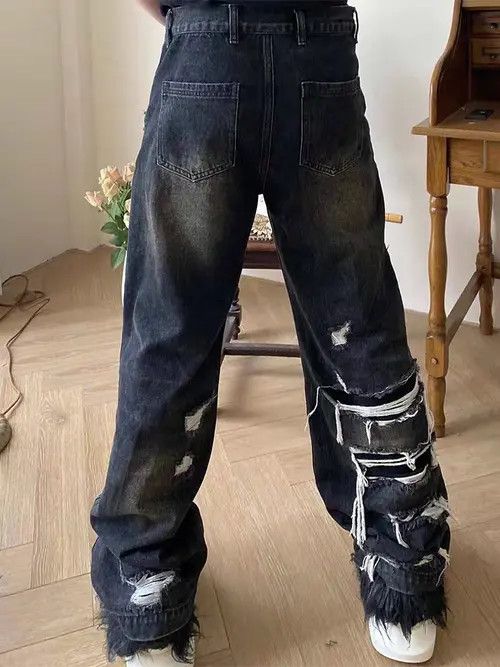 VIBE Retro distressed washed heavyweight ripped jeans Size US 32 / EU 48 - 3 Thumbnail