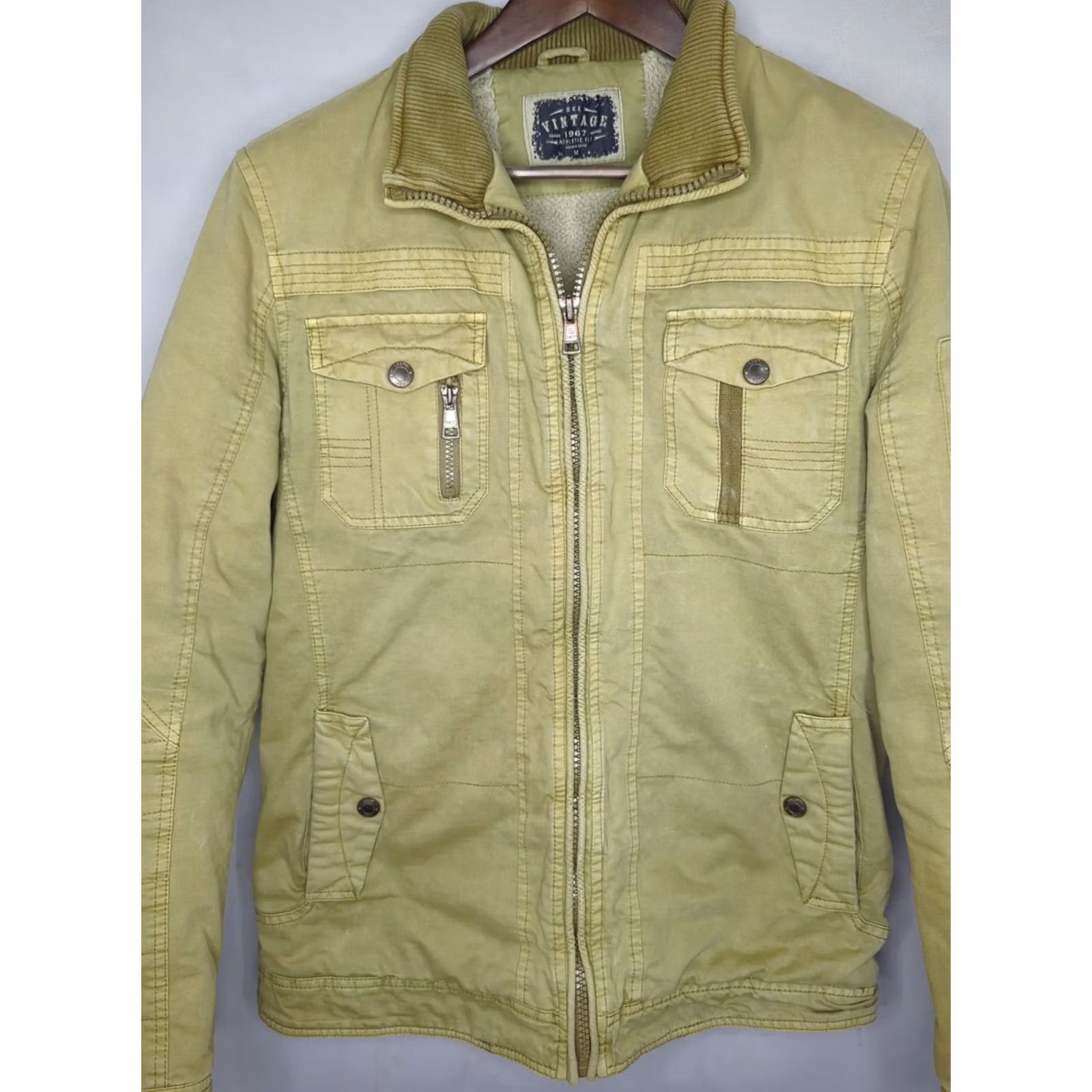 BKE VINTAGE BKE Jacket Riding Coat Sherpa Canvas Beige Medium Mens 1967 Distressed Size US M / EU 48-50 / 2 - 4 Thumbnail
