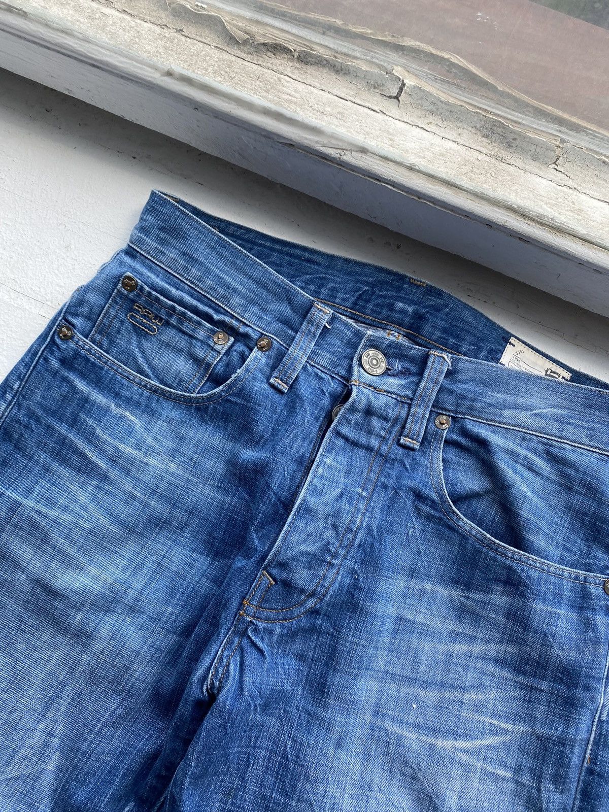 G-Star × Vintage VNTG G Star Raw Blue Gothic Avant Garde Blue Straight Jeans Size US 30 / EU 46 - 5 Thumbnail