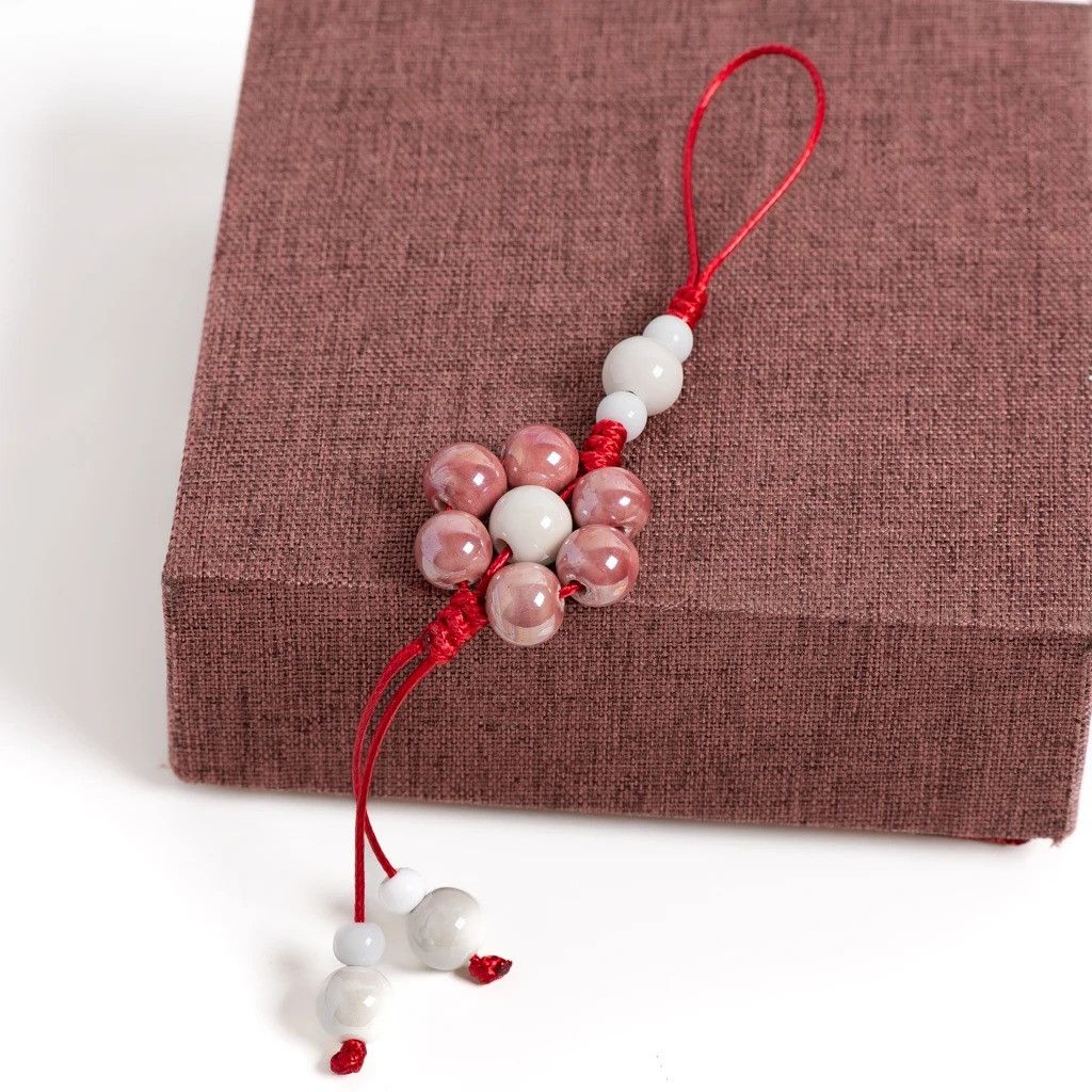 Handmade Flower Ceramic Keychain Unique Bag Pendant Gift For Her Size ONE SIZE - 1 Thumbnail