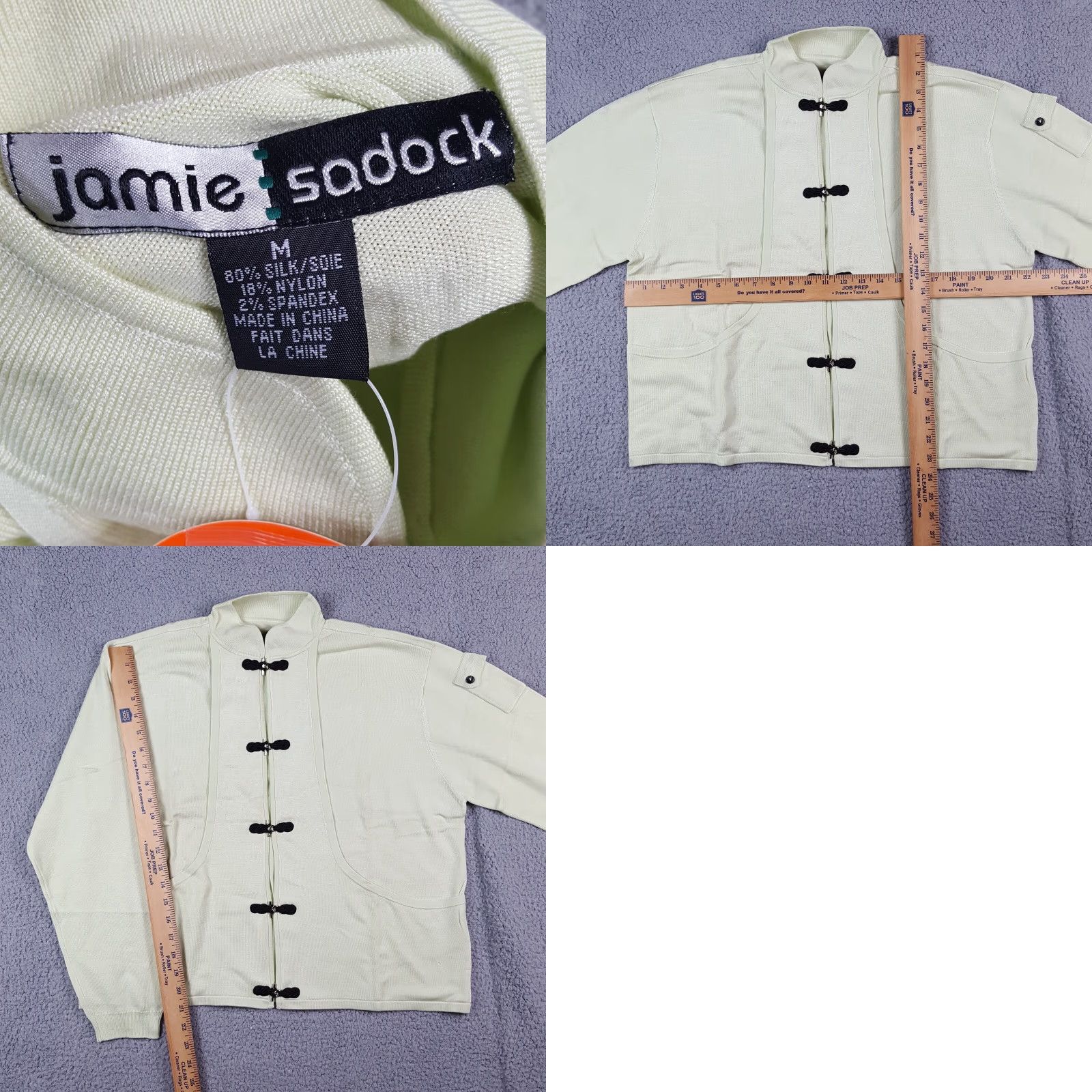 Vintage VINTAGE Jamie Sadock Light Green Knit Silk Frog Button Chinese Cardigan Women's M Knit Sweater? Size M / US 6-8 / IT 42-44 - 8 Thumbnail