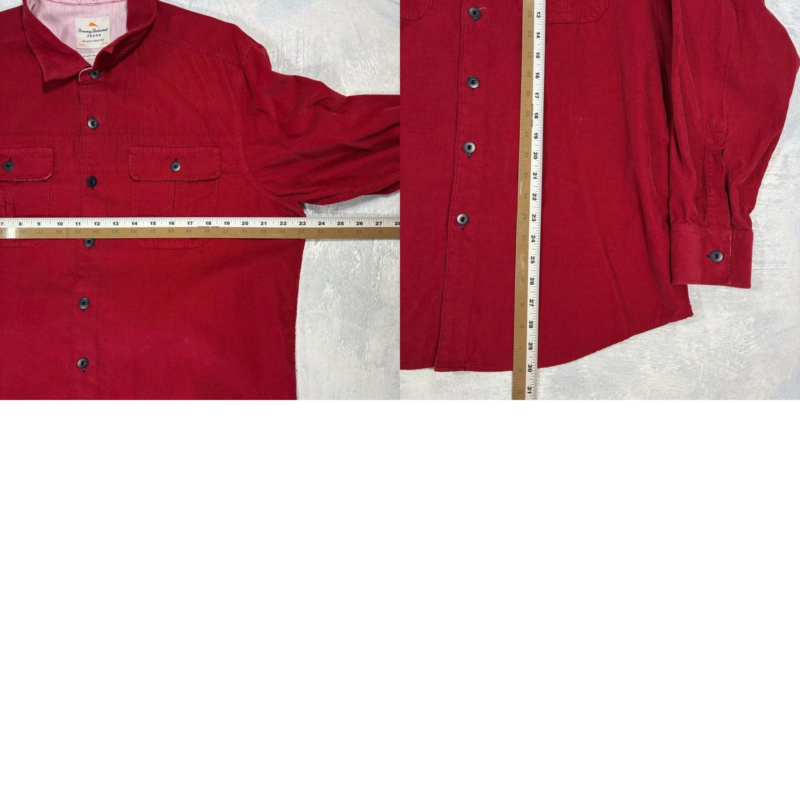 Tommy Bahama VINTAGE Tommy Bahama Jeans Red Corduroy Long Sleeve Island Modern Fit Shirt L Size US L / EU 52-54 / 3 - 8 Thumbnail