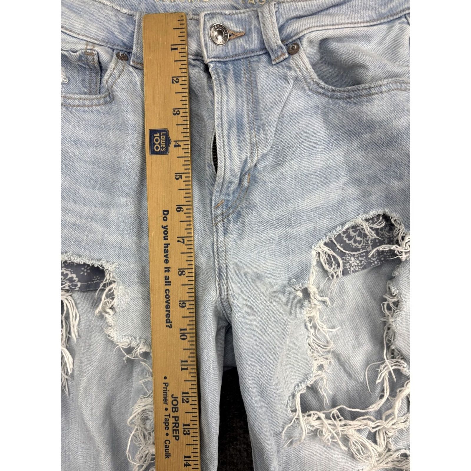 Vintage American Eagle Jeans Womens 6 Blue Mom Distressed Ripped High Rise Denim Jeans Size 28" / US 6 / IT 42 - 4 Thumbnail