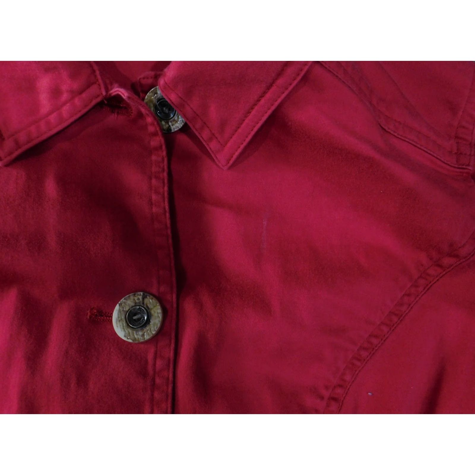 Coldwater Creek Coldwater Creek Jacket Womens Small Button Up 3/4 Sleeve Cotton Blend Pockets Red Solid Twill Vintage No Womens Menus Size S / US 4 / IT 40 - 5 Thumbnail