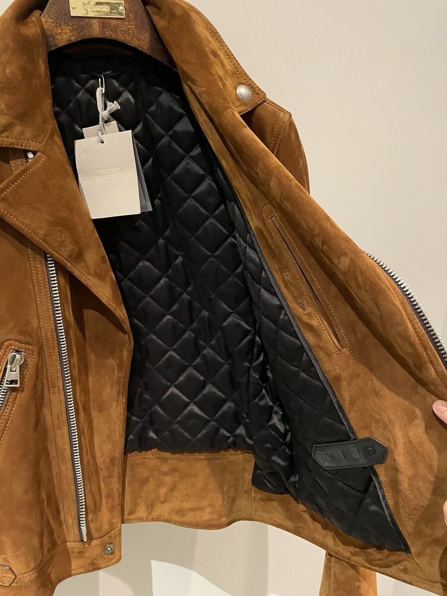 Tom Ford 📍8K VALUE📍Tobacco Suede Leather Biker Fight Jacket Size US S / EU 44-46 / 1 - 2 Thumbnail