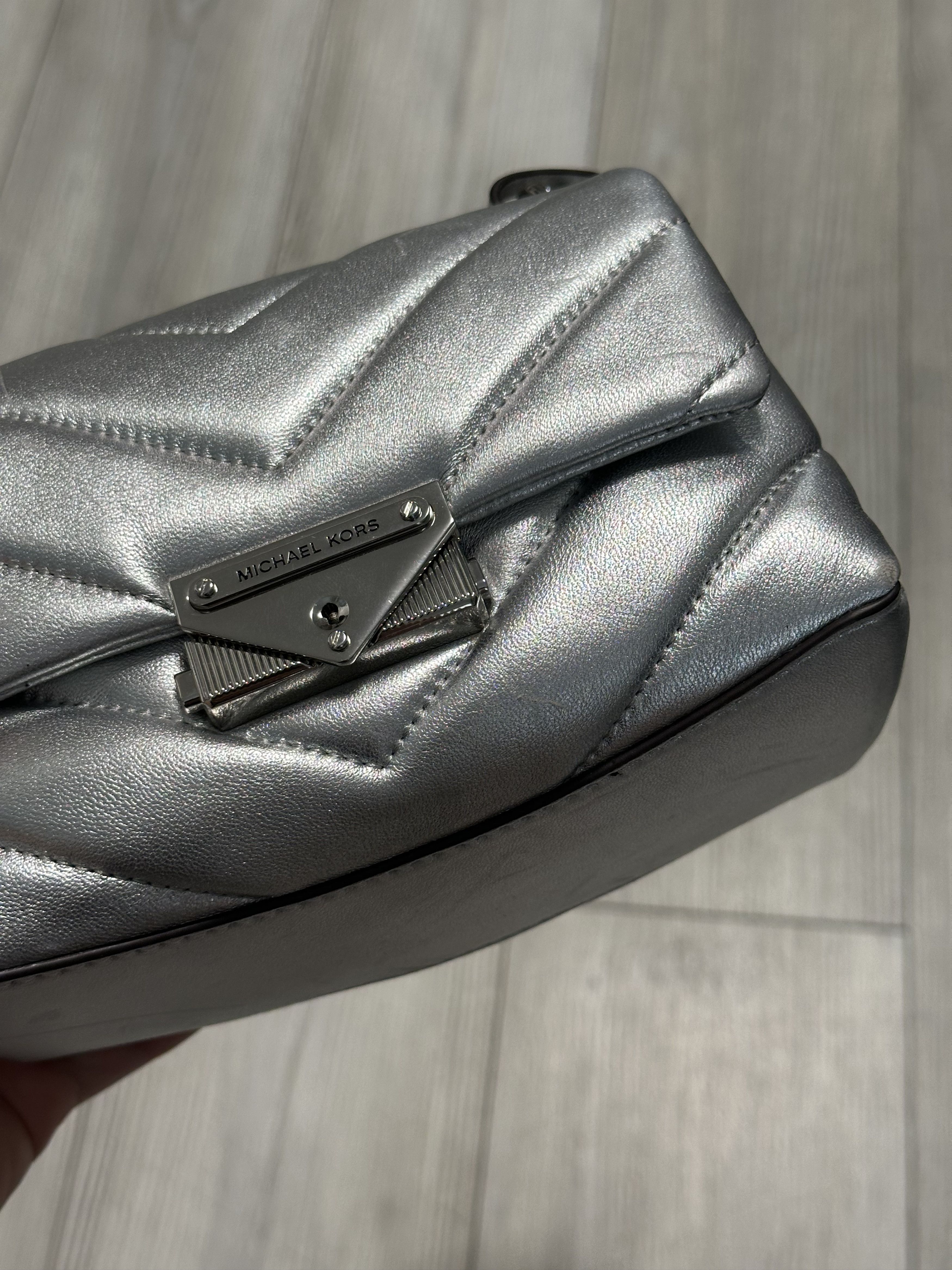 Michael Kors Michael Kors Small Leather Crossbody Bag Silver Handbag Bag Size ONE SIZE - 5 Thumbnail