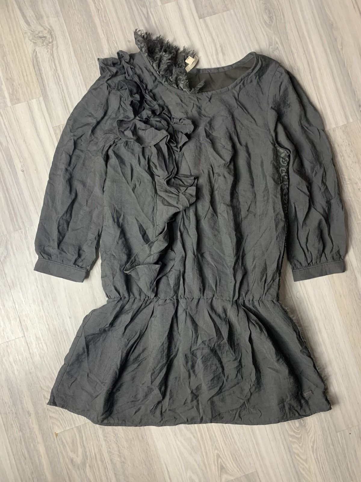 DKNY × Donna Karan Y2K Donna Karan DKNY Vintage Crazy Viscose Ruffle Mini Dress Size M / US 6-8 / IT 42-44 - 4 Thumbnail