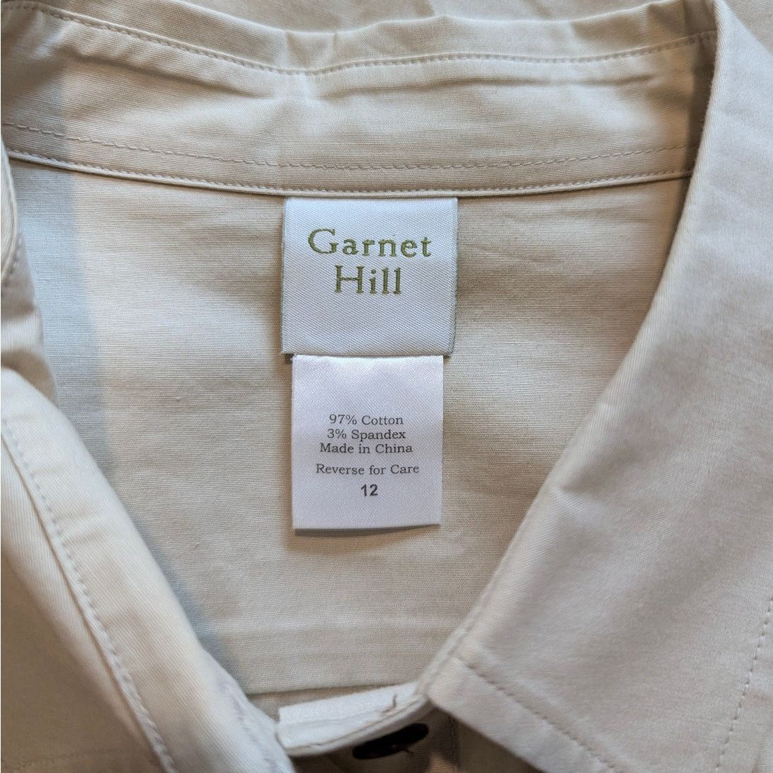 Other Garnet Hill Embroidered Flower Khaki Utility Button Up Size XL / US 12-14 / IT 48-50 - 4 Thumbnail