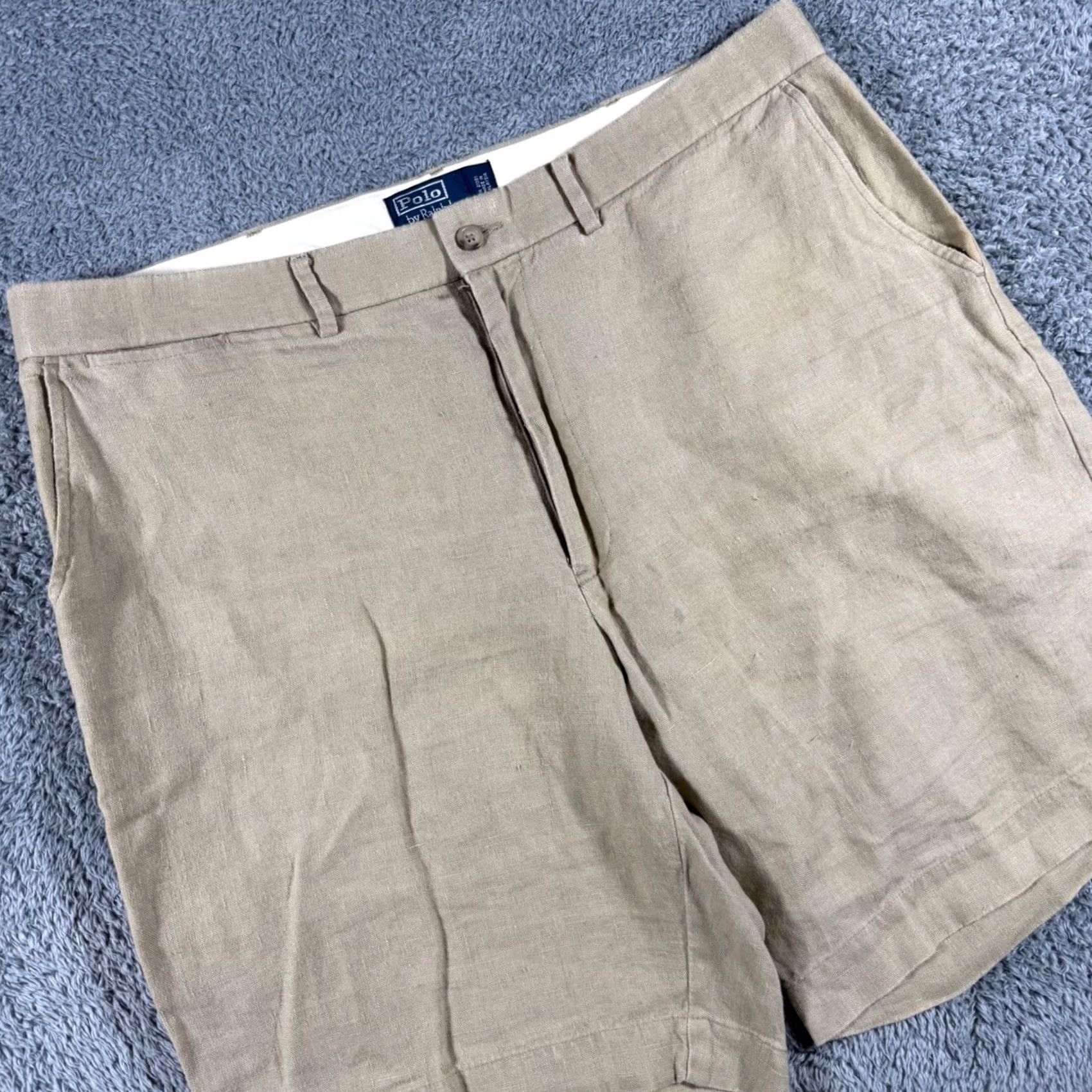 Polo Ralph Lauren VINTAGE Polo Ralph Lauren Shorts Men 38 Tan 100% Linen Flat Front Casual Size US M / EU 48-50 / 2 - 2 Thumbnail
