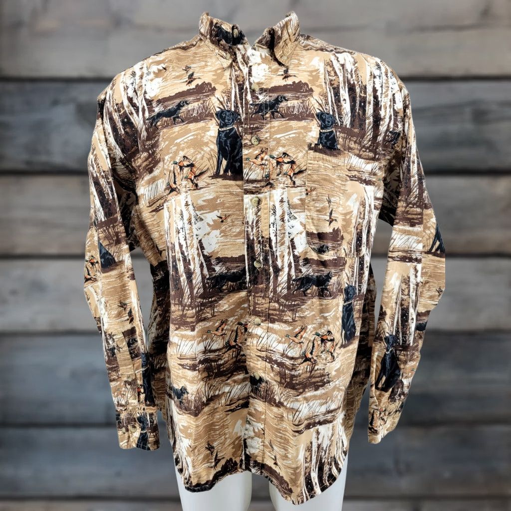Alife Field Tested by Outdoor Life Men’s Button-Down Shirt Hunting Lab Outdoors 2XL Brown Beige 100% Cotton Button-Up Size US XXL / EU 58 / 5 - 1 Thumbnail