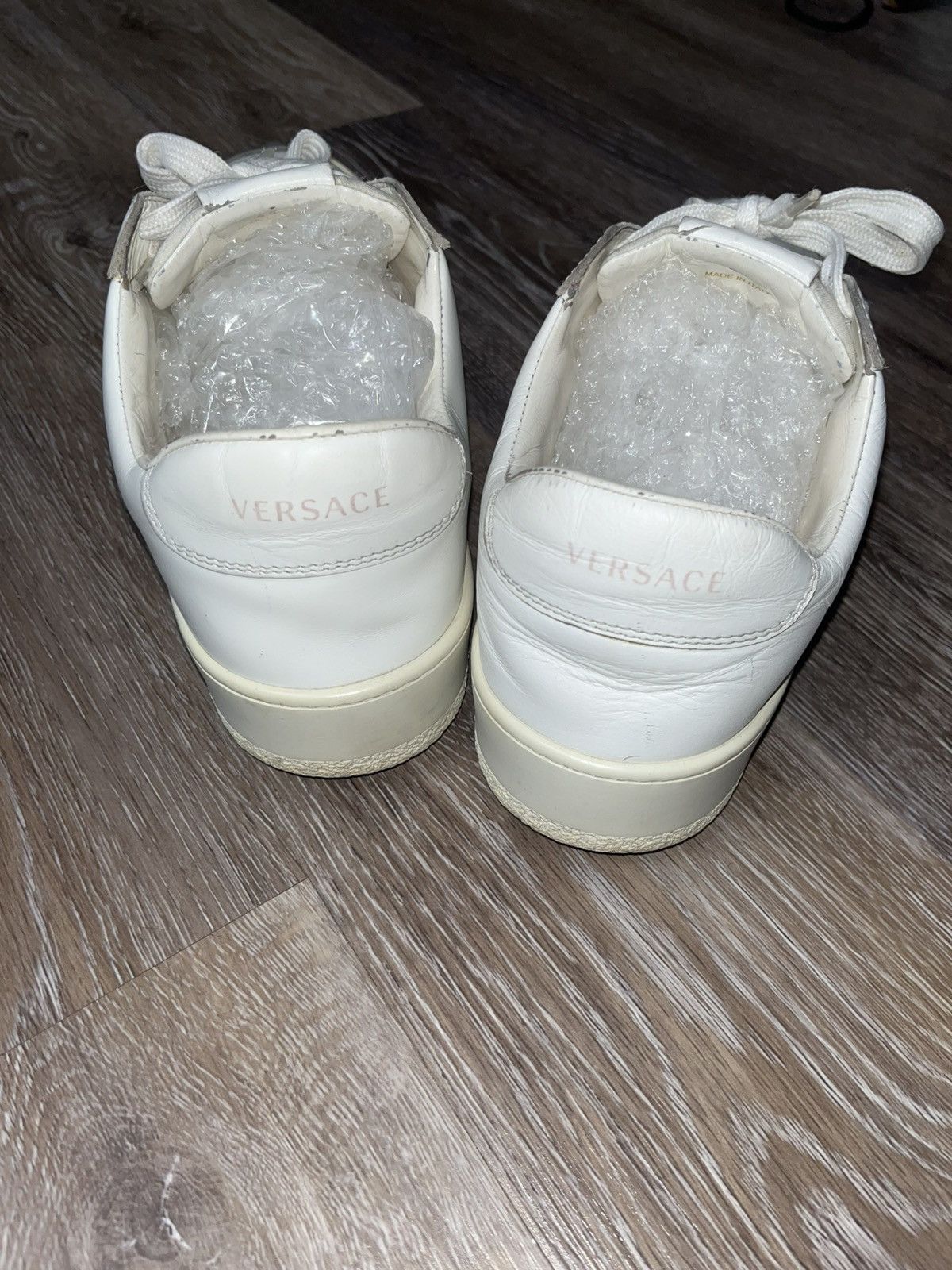 Versace Versace Double Logo White Leather Sneakers Size US 12 / EU 45 - 6 Thumbnail