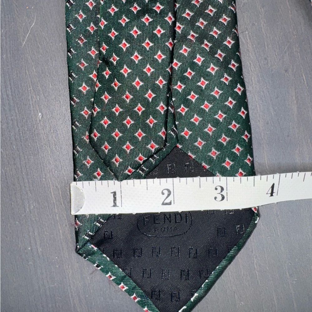 Fendi Fendi Green Geometric Silk Tie Size ONE SIZE - 6 Thumbnail