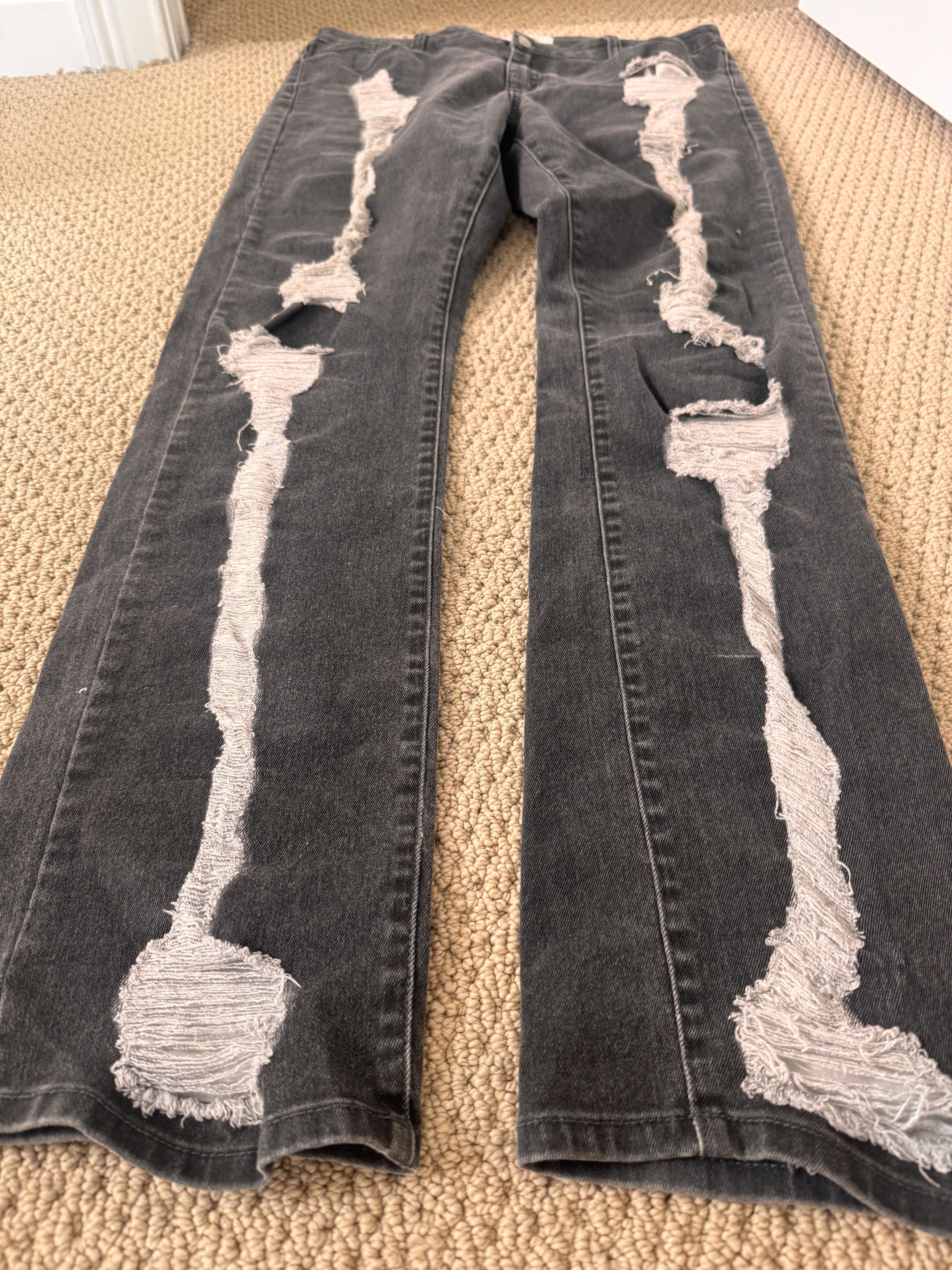 Insane Cult INSANE CULT SKELETON LEG DISTRESSED DENIM Size US 36 / EU 52 - 2 Thumbnail