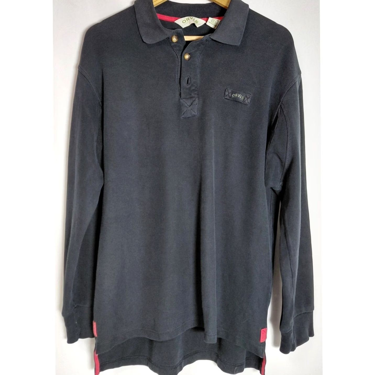 Orvis Orvis Polo Shirt Long Sleeve 100% Cotton Knit Black Solid M Mens Size US M / EU 48-50 / 2 - 2 Thumbnail