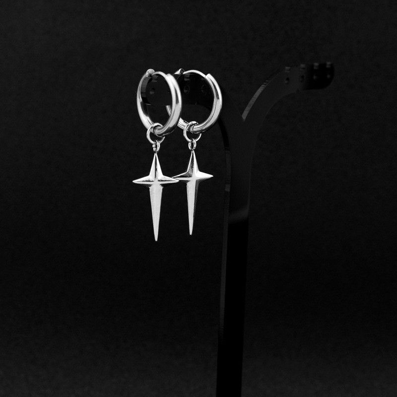 Jewelry Hip-hop Earrings One Pairs Chrome Jewelry Size ONE SIZE - 1 Thumbnail