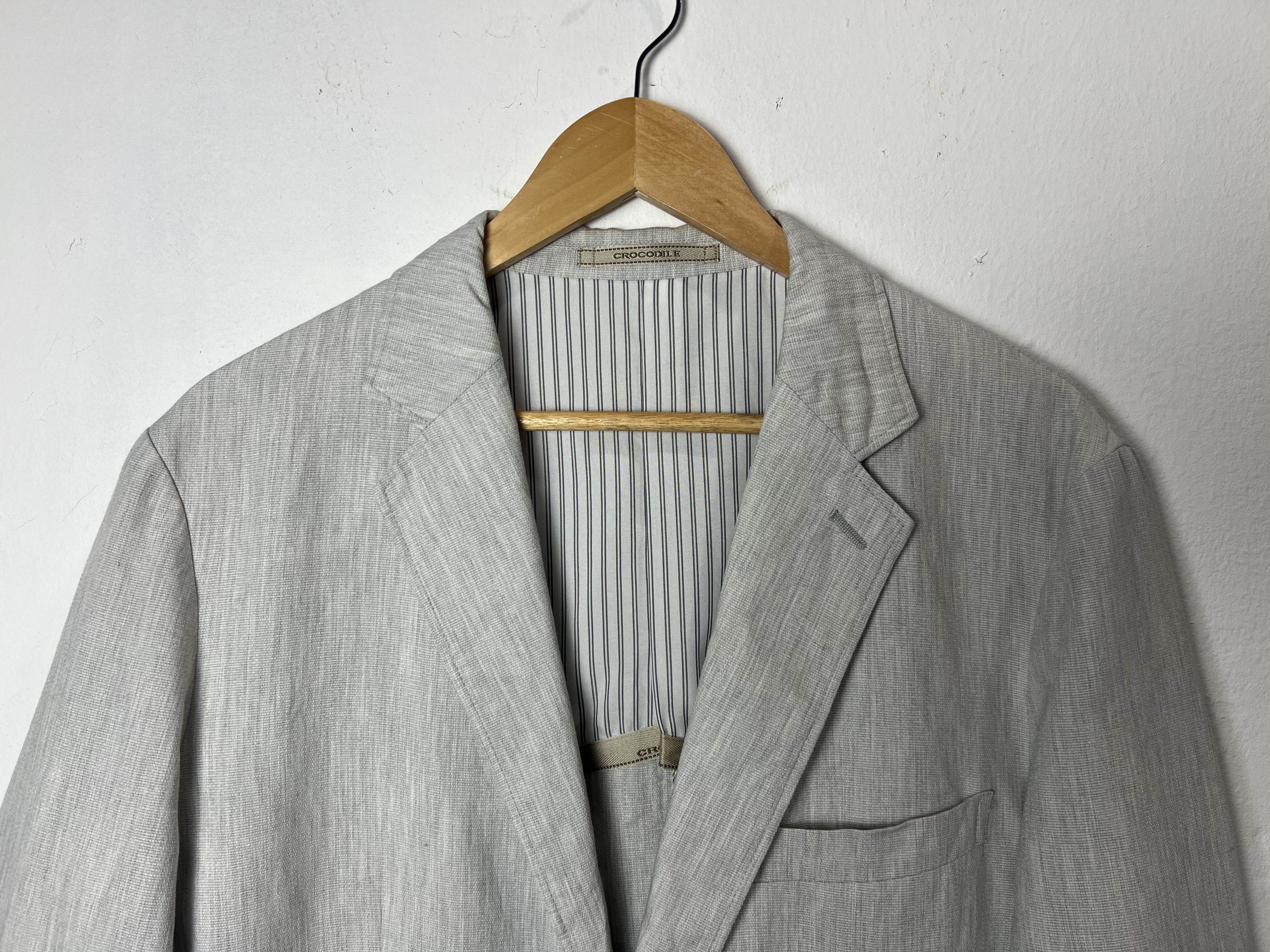 Japanese Brand Vintage Crocodile Light Grey Blazer Size US L / EU 52-54 / 3 - 3 Thumbnail