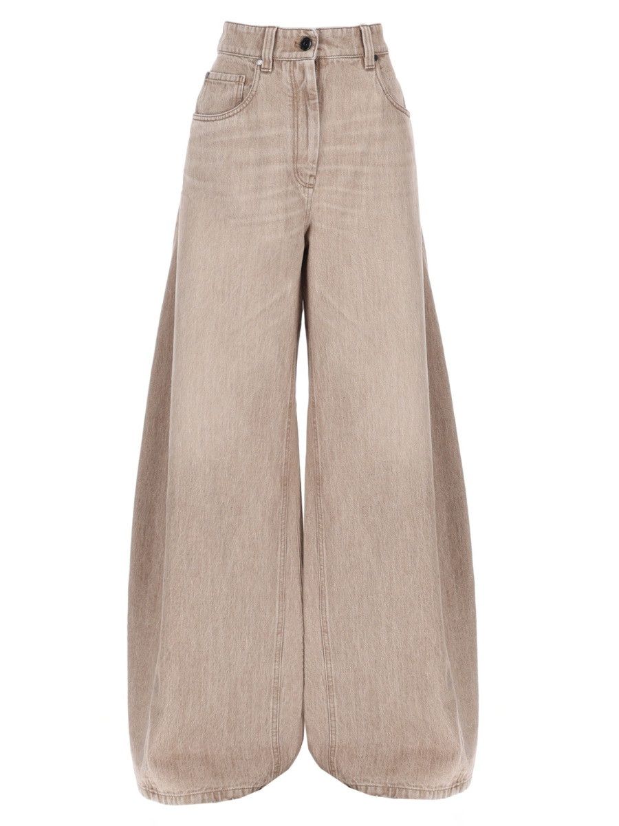 Brunello Cucinelli BRUNELLO CUCINELLI DENIM BARREL JEANS - BEIGE (IT 44) Size 30" / US 8 / IT 44 - 1 Thumbnail