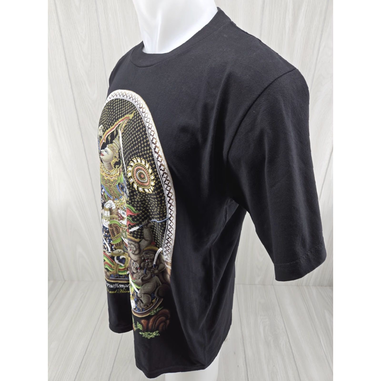 Vintage My Dreams Thailand Praram & Hanumarn Black T-Shirt Mens Large Crew Neck Short Sleeve Cotton Size US L / EU 52-54 / 3 - 6 Thumbnail