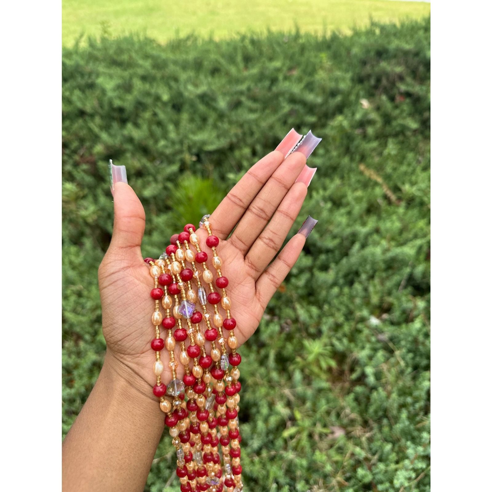 Other Handcrafted African Red & Gold Beaded Body Jewelry Size ONE SIZE - 3 Thumbnail
