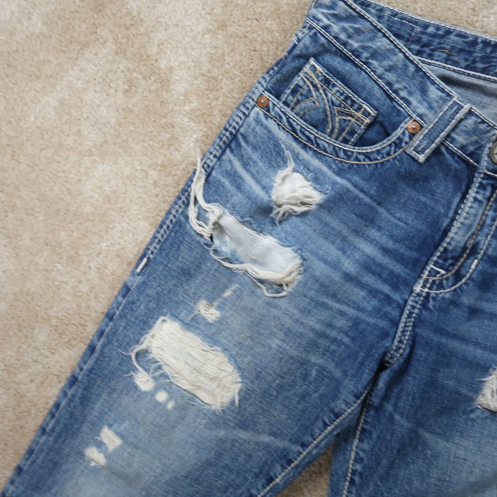 Denime BIG STAR Jeans Women 27 Blue Stretch Denim Boyfriend Slim 5-Pocket Mid Rise Cotton Blend Denim Size 27" / US 4 / IT 40 - 3 Thumbnail