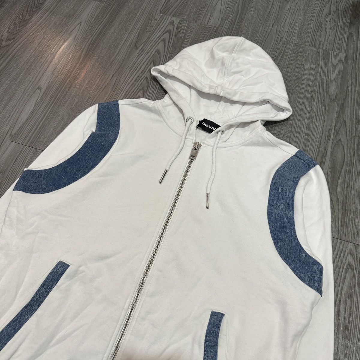 Diesel Diesel Man Zip Half Denim Hoodie Size US M / EU 48-50 / 2 - 2 Thumbnail