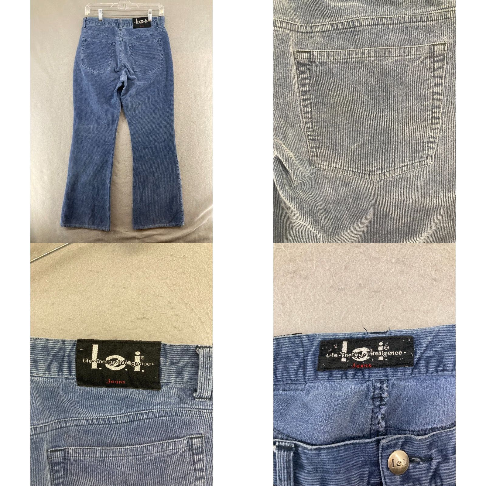 Vintage VINTAGE LEI Womens Pants 7 Blue Corduroy Flare 90s Retro Size 28" / US 6 / IT 42 - 8 Thumbnail
