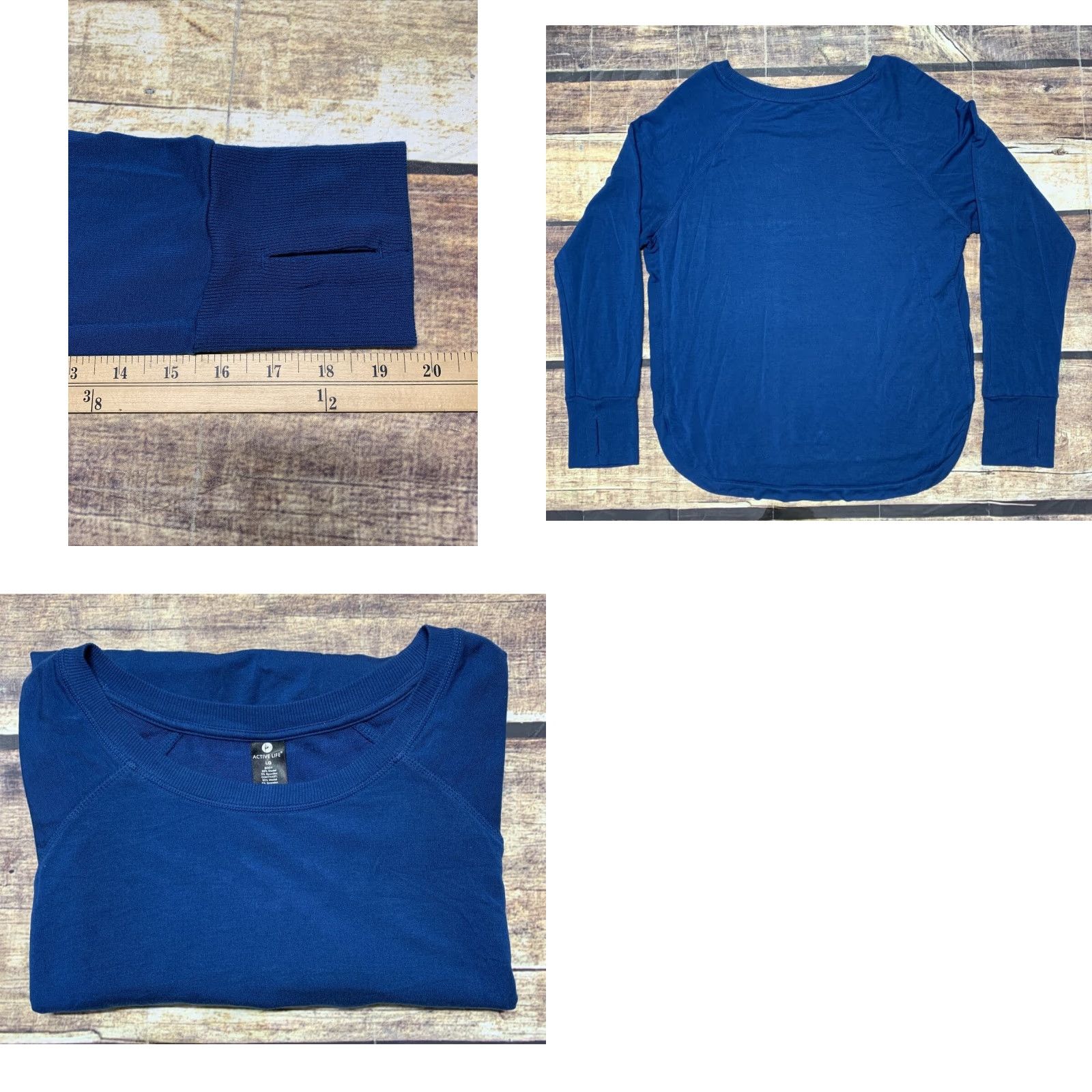Alife Active Life Womens Blue Scoop Neck Side Slit Pullover Size Large Size L / US 10 / IT 46 - 8 Thumbnail