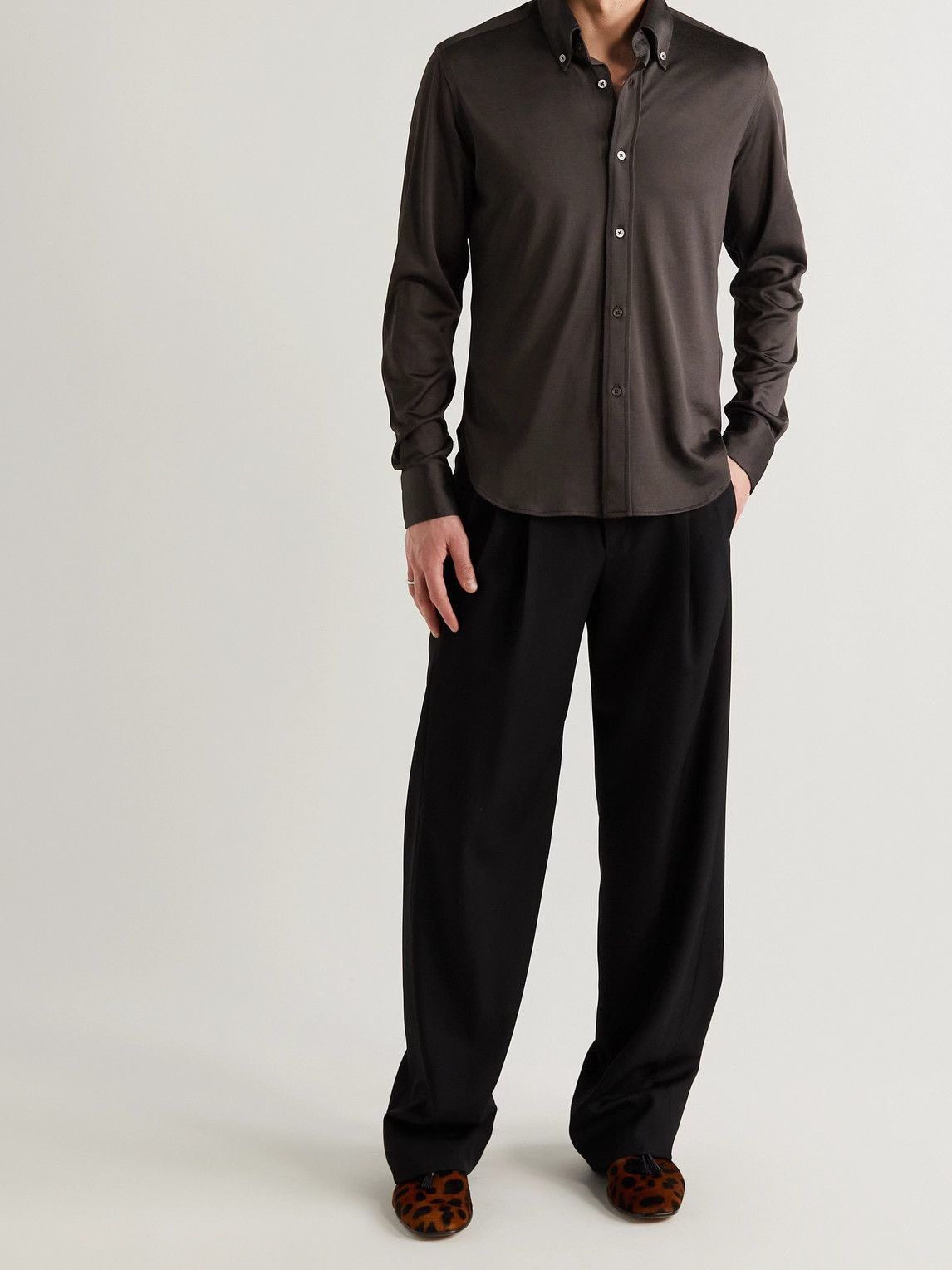 Tom Ford Tom Ford Satin-Jersey Shirt Size US L / EU 52-54 / 3 - 2 Thumbnail