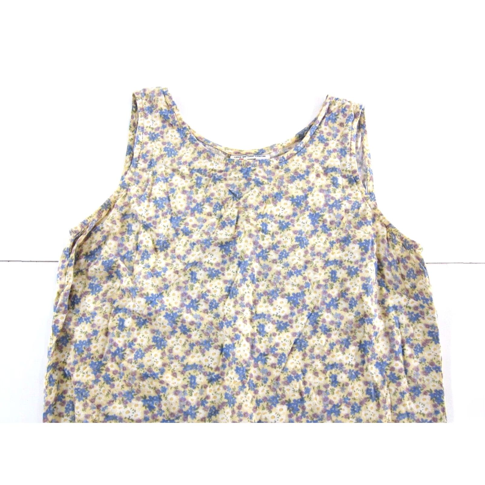 Vintage VINTAGE Ease Sport Maxi Dress Sleeveless Floral 100% Rayon Yellow Blue 6 Women Size M / US 6-8 / IT 42-44 - 6 Thumbnail