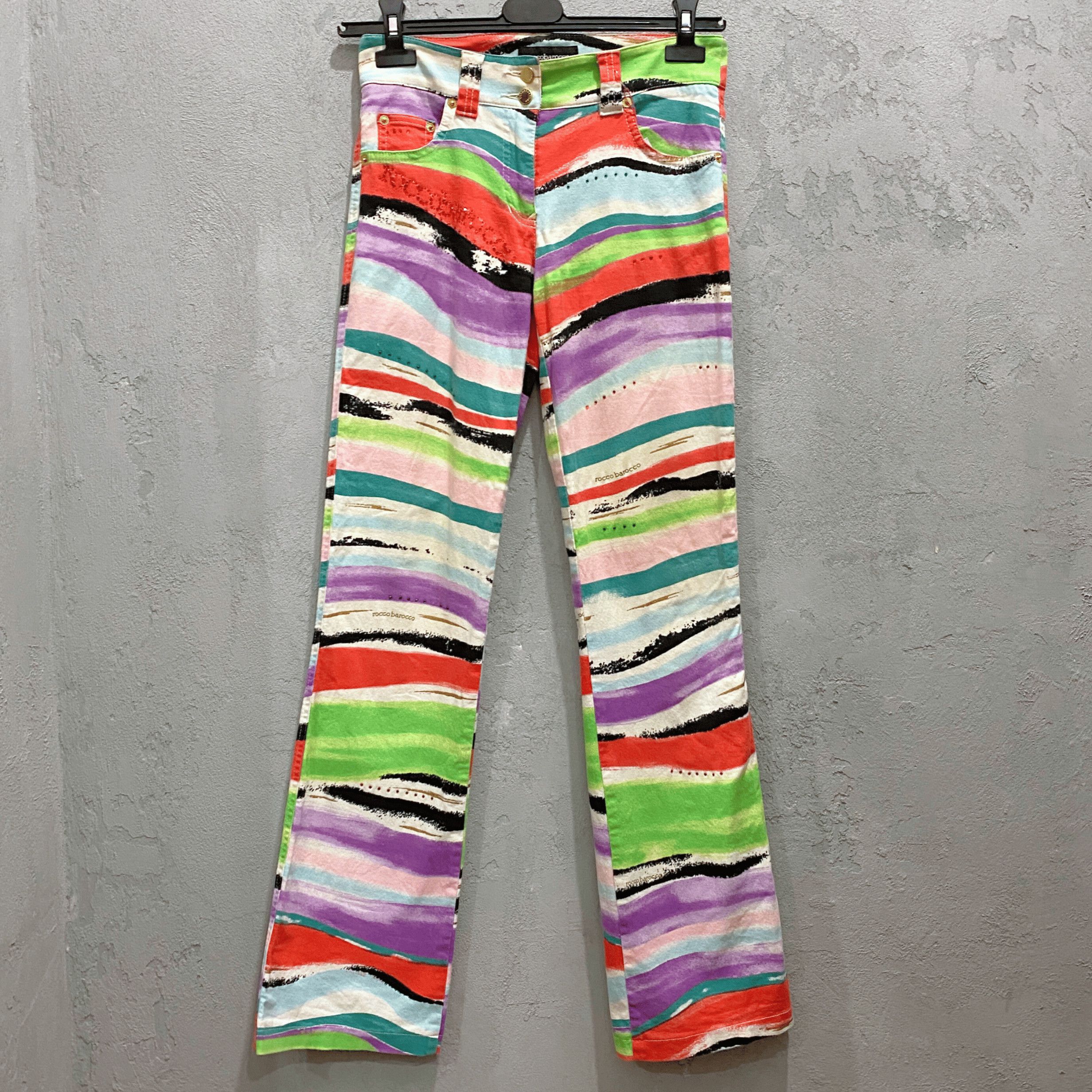 Vintage Roccobarocco y2k deadstock multicolour zebra pants - S Size 28" / US 6 / IT 42 - 1 Thumbnail