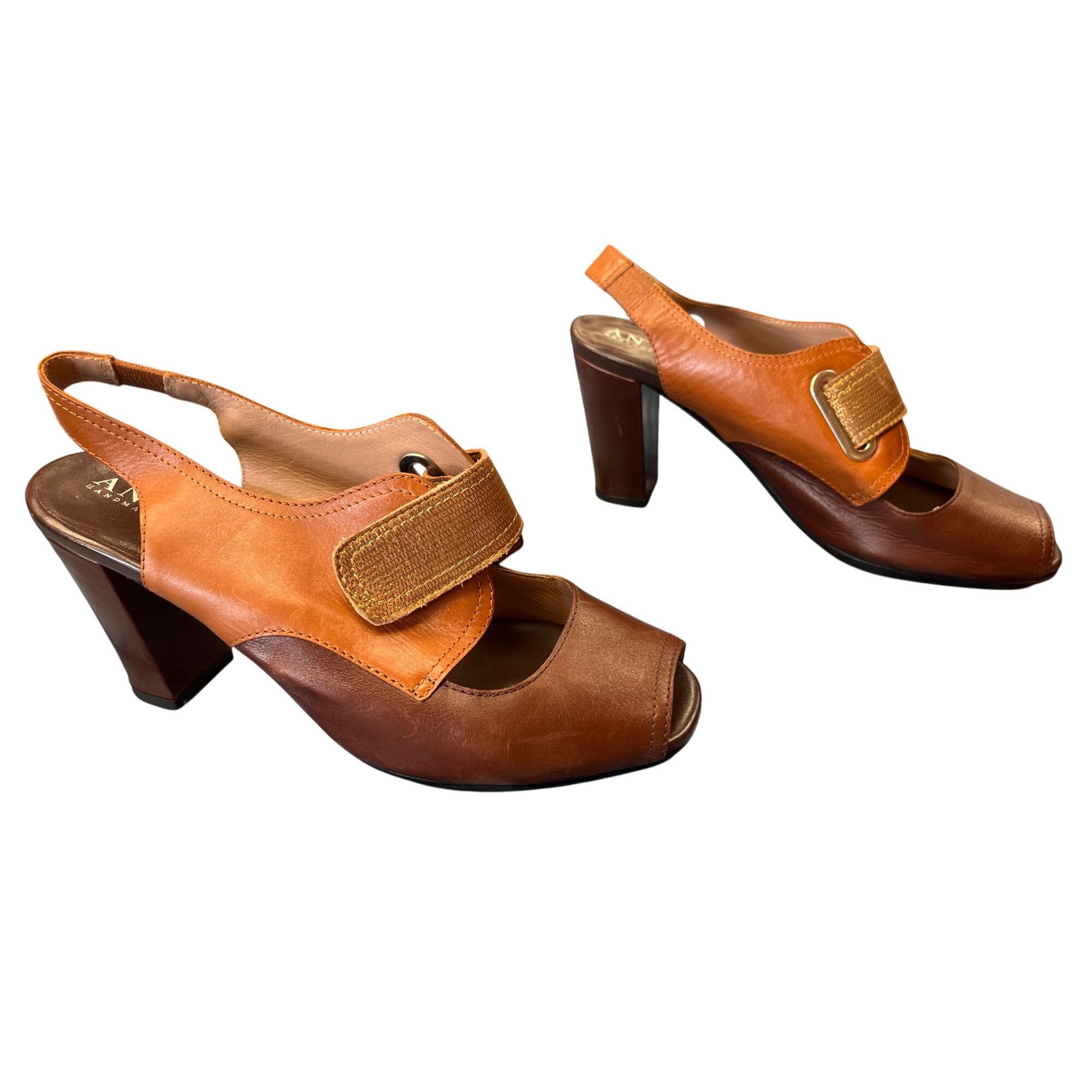 Other Anyi Lu Womens Brown Leather Slingback Heals Sz 38 SKU 8947 Size US 8 / IT 38 - 4 Thumbnail