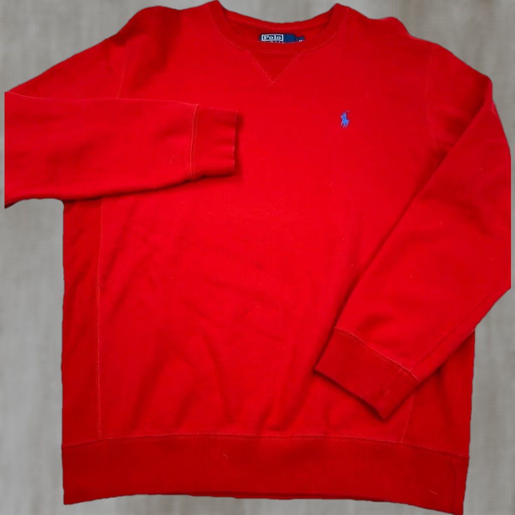 Polo Ralph Lauren Polo Ralph Lauren Sweatshirt Crew Neck Mens M Red Blue Pony Logo Embroidered Classic All Seasons Heavyweight Size US M / EU 48-50 / 2 - 1 Thumbnail