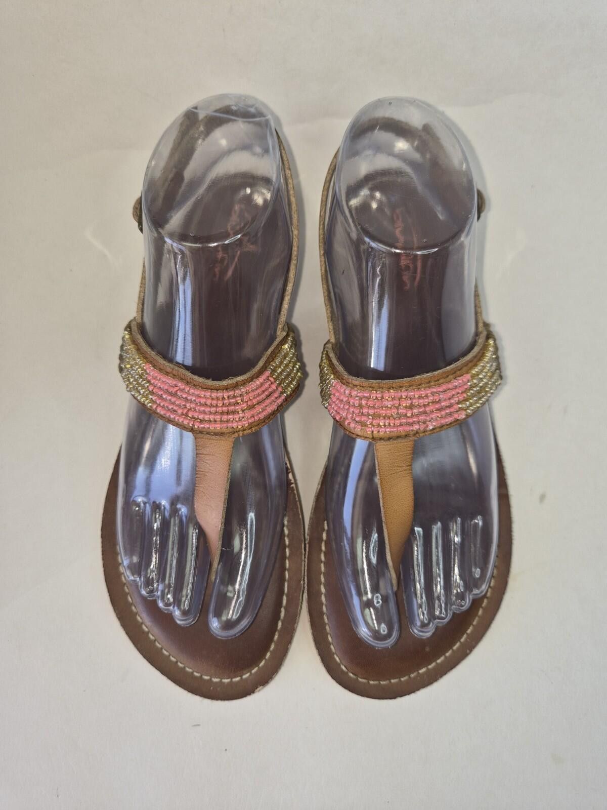 Other Blue Fin Womens Lori Tan Thong Beads Sandals Boho Summer Sz8 Size US 8 / IT 38 - 5 Thumbnail